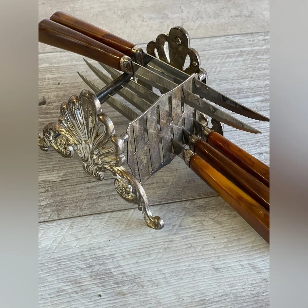 Silver Plate Knife Rest - Italy Silverplate Knife Holder - Vintage Knife Rest